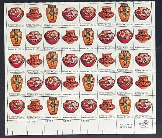 US 1706-1709 Mint Sheet (MNH) Pueblo Art 13-Cent 1975 ZAYIX