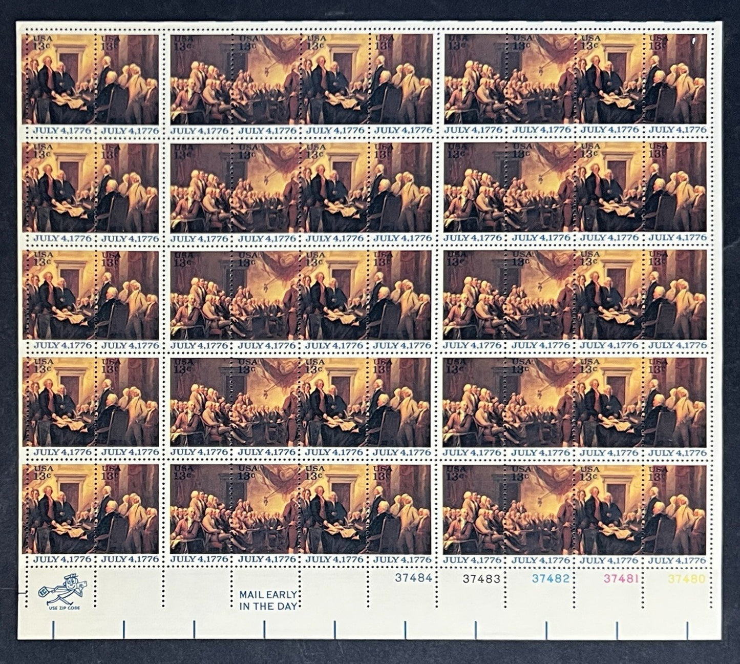 US 1691-1694 Mint Sheet (MNH) Declaration of Independence 13-Cent 1976 ZAYIX