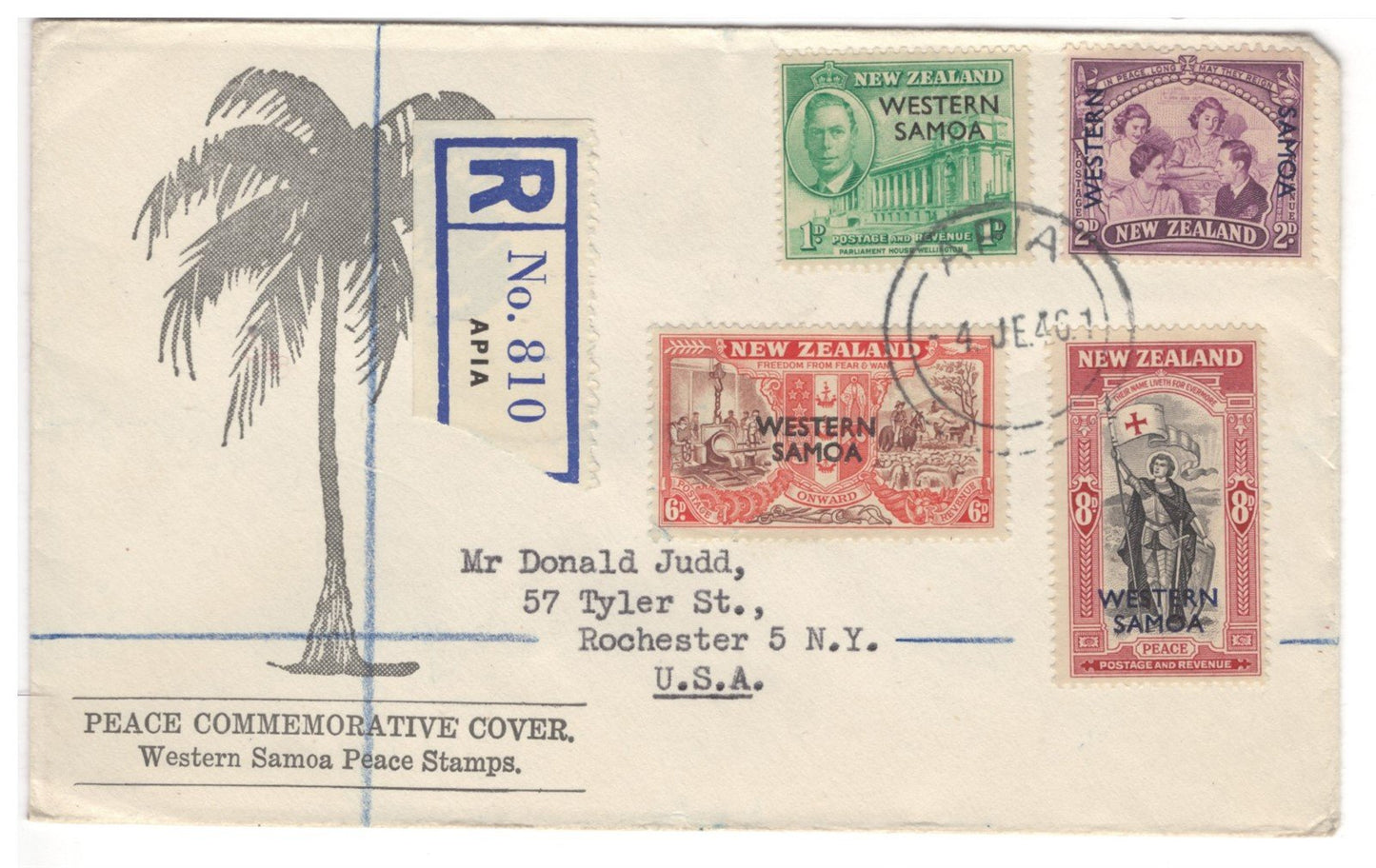 Western Samoa - Samoa 191-194 Peace 1946 Commemorative Cover ZAYIX