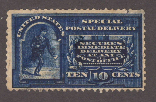 US E2 MH FVF MAJOR THIN, SM TEAR, 10c deep blue special delivery CV $500 ZAYIX