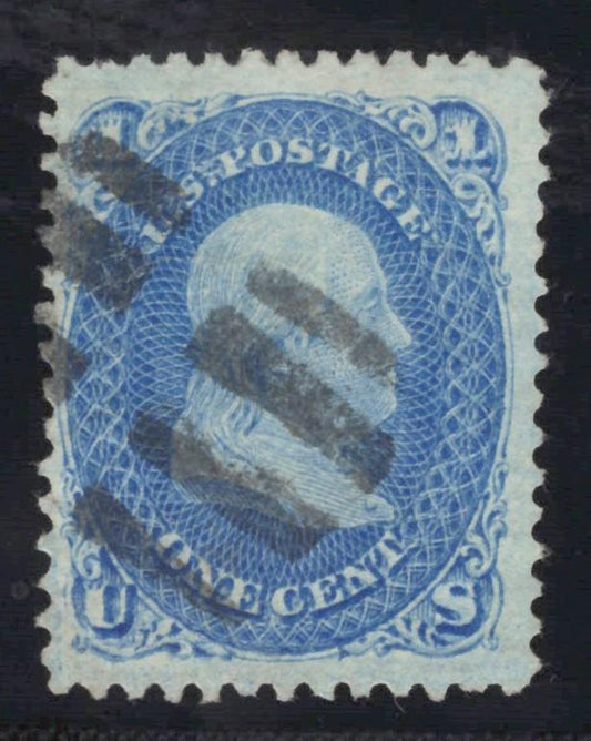 US 63 Used VF Grade 80 PSAG Cert 1861 1c Ultramarine Franklin ZAYIX