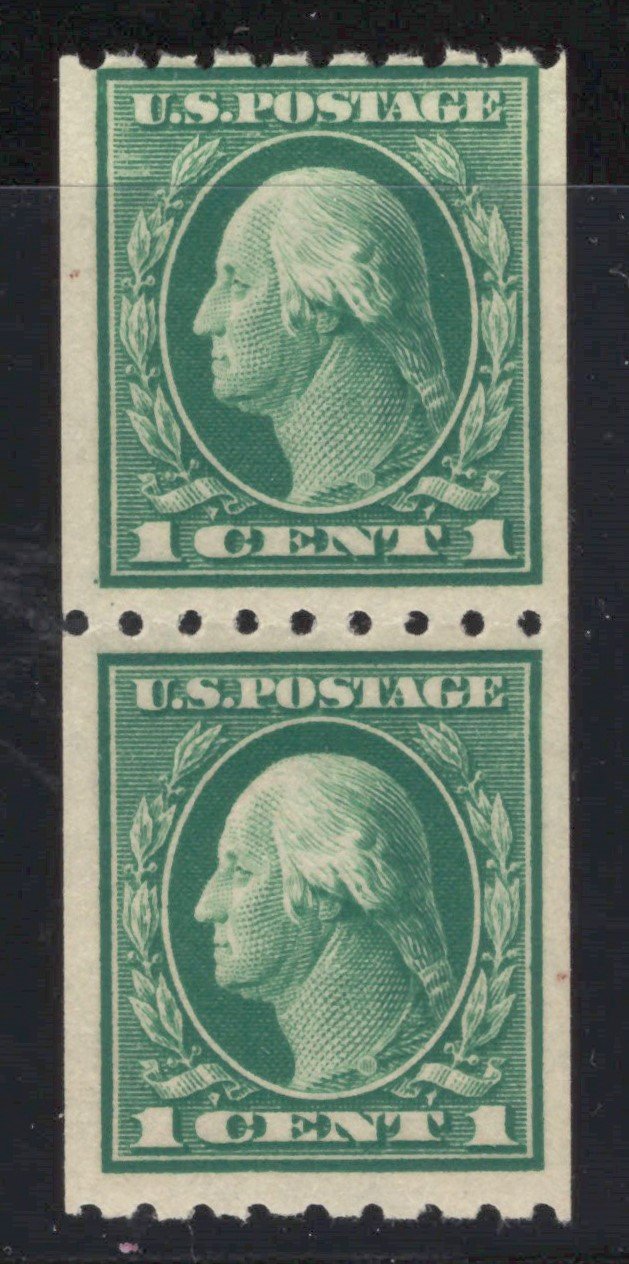 US 410 MNH VF PSAG Cert 1c green Washington vertical coil pair ZAYIX