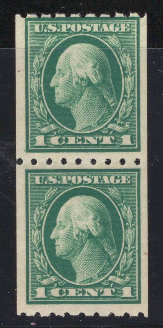 US 410 MNH VF PSAG Cert 1c green Washington vertical coil pair ZAYIX
