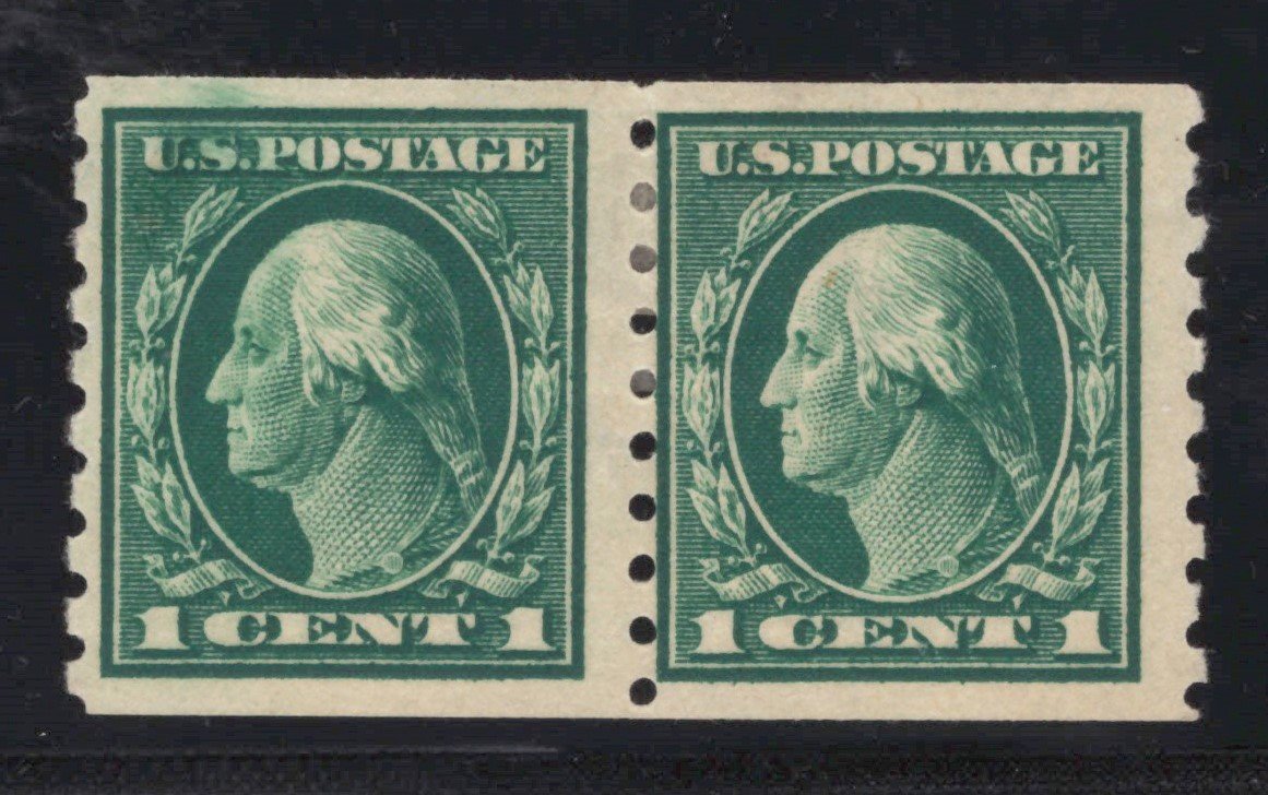US 412 MH FVF PSAG Cert 1c green Washington horizontal coil pair ZAYIX