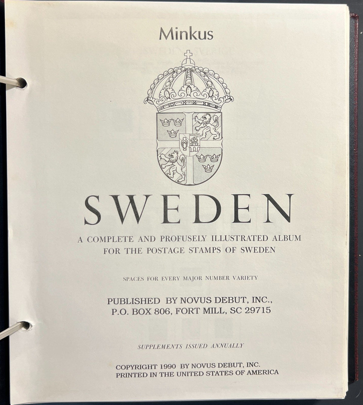Sweden Stamp Collection Minkus Specialty Album Used ZAYIX