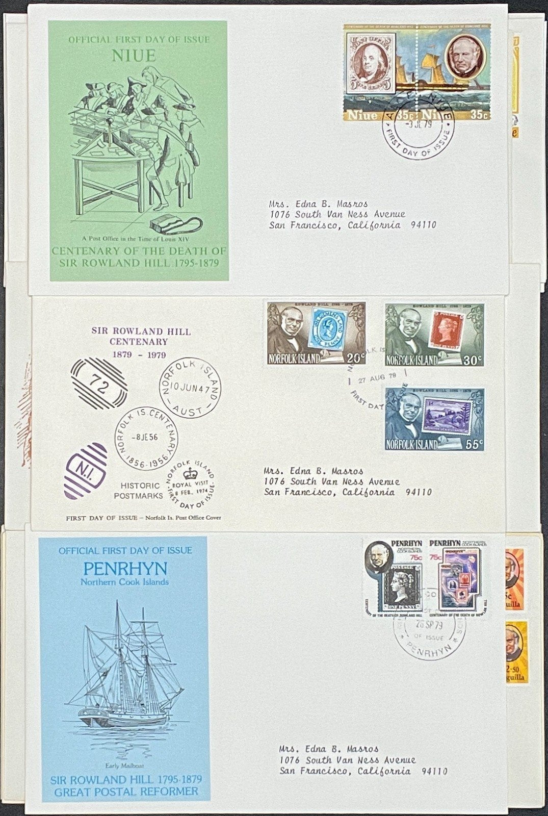 Sir Roland Hill Penny Black FDC Collection 54 Covers ZAYIX