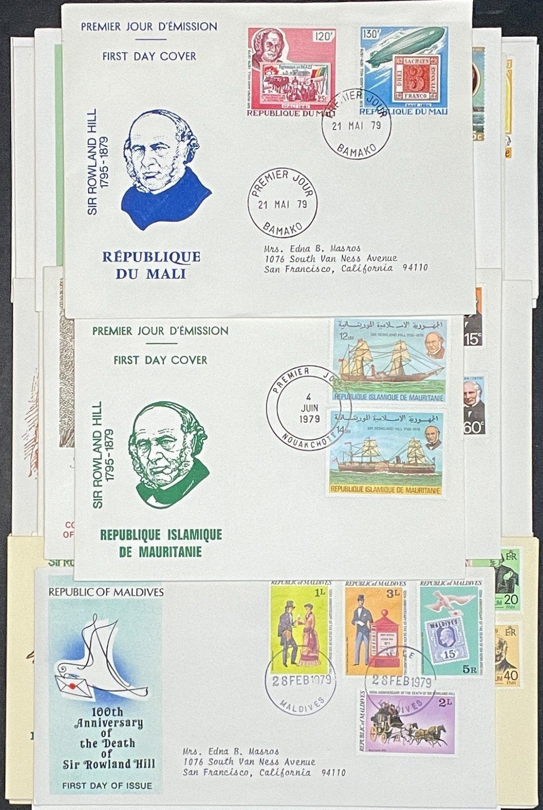 Sir Roland Hill Penny Black FDC Collection 54 Covers ZAYIX
