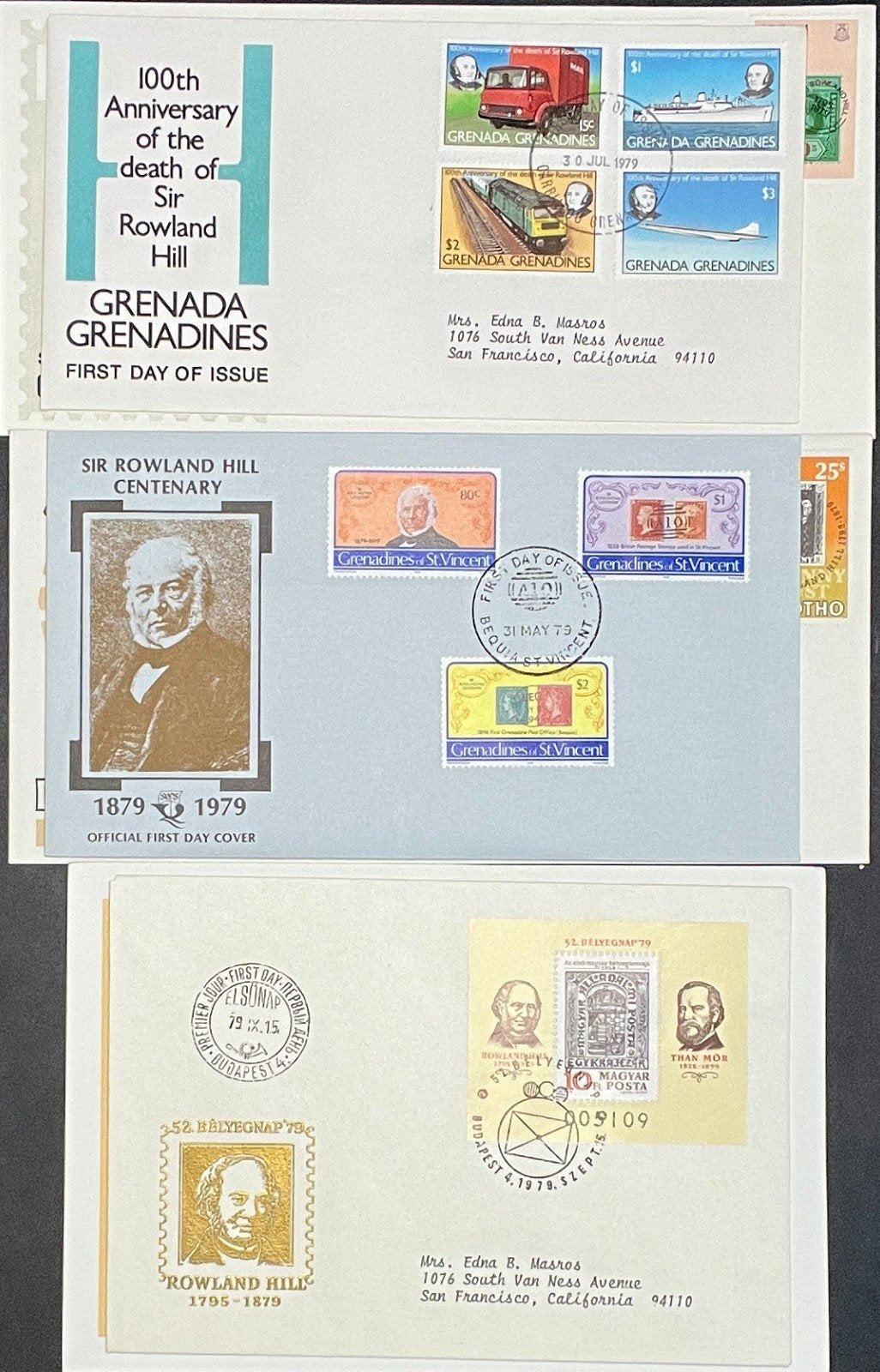 Sir Roland Hill Penny Black FDC Collection 54 Covers ZAYIX
