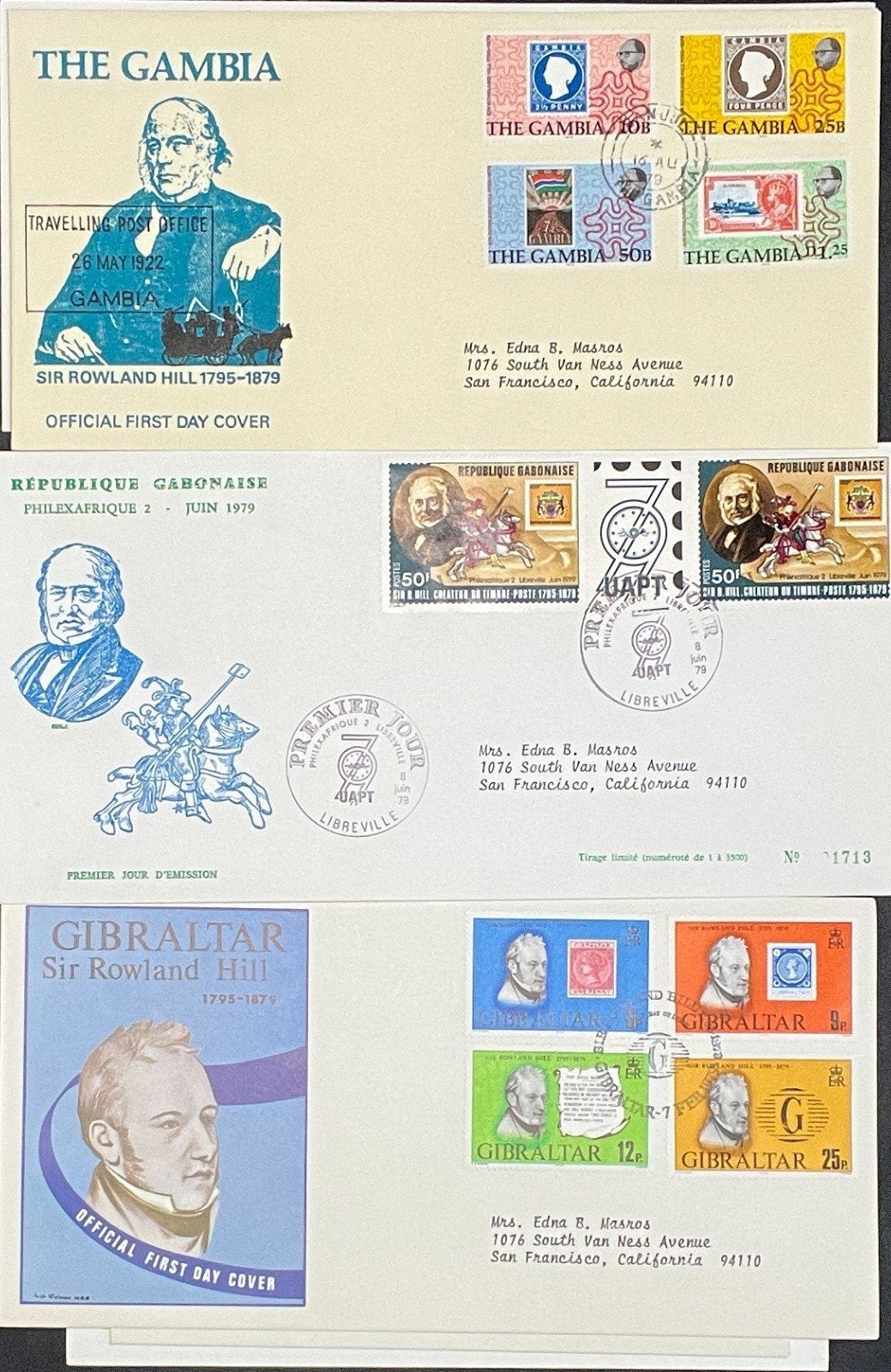 Sir Roland Hill Penny Black FDC Collection 54 Covers ZAYIX