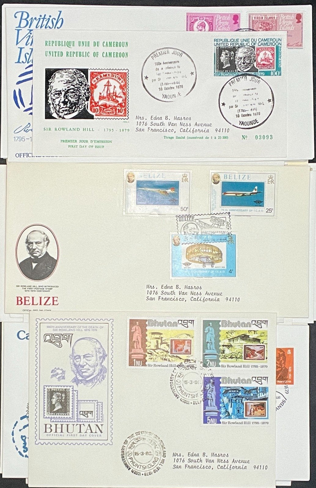 Sir Roland Hill Penny Black FDC Collection 54 Covers ZAYIX