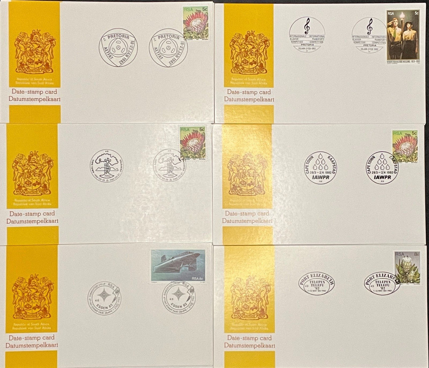 South Africa Event Covers Date Stamp Card Collection 50 Cards ZAYIX