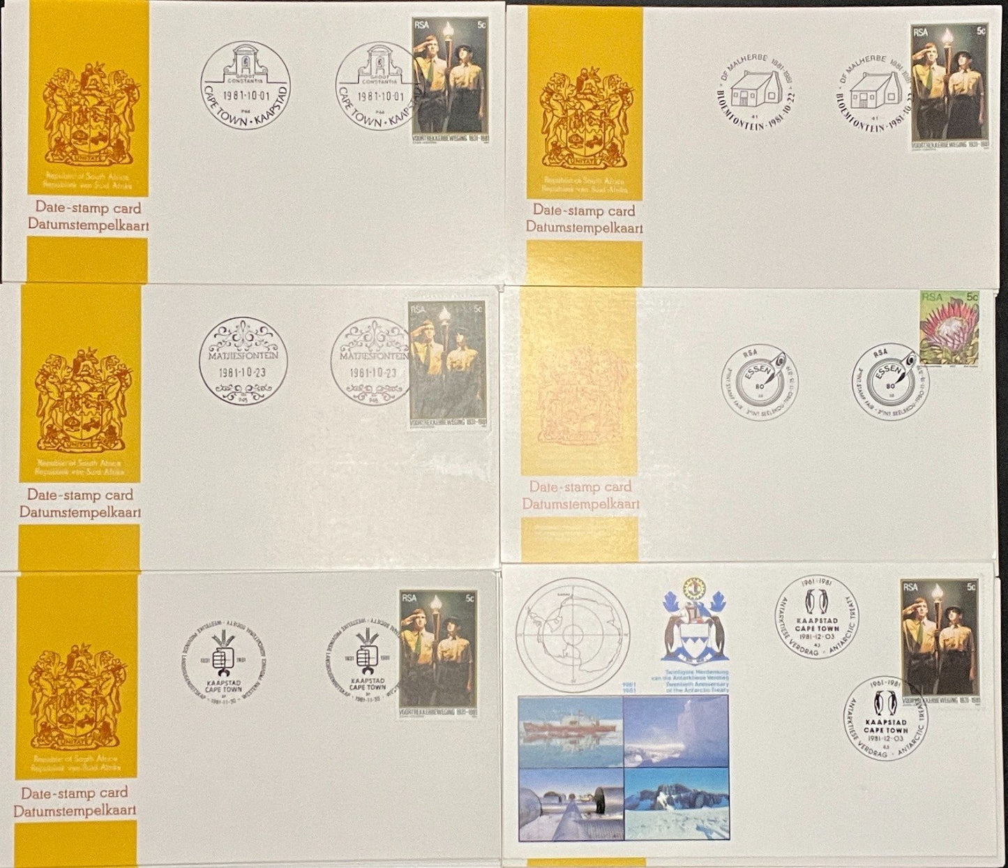 South Africa Event Covers Date Stamp Card Collection 50 Cards ZAYIX