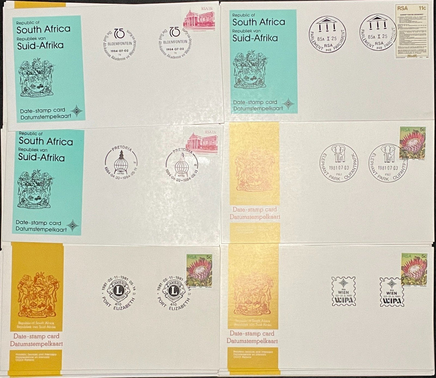 South Africa Event Covers Date Stamp Card Collection 50 Cards ZAYIX