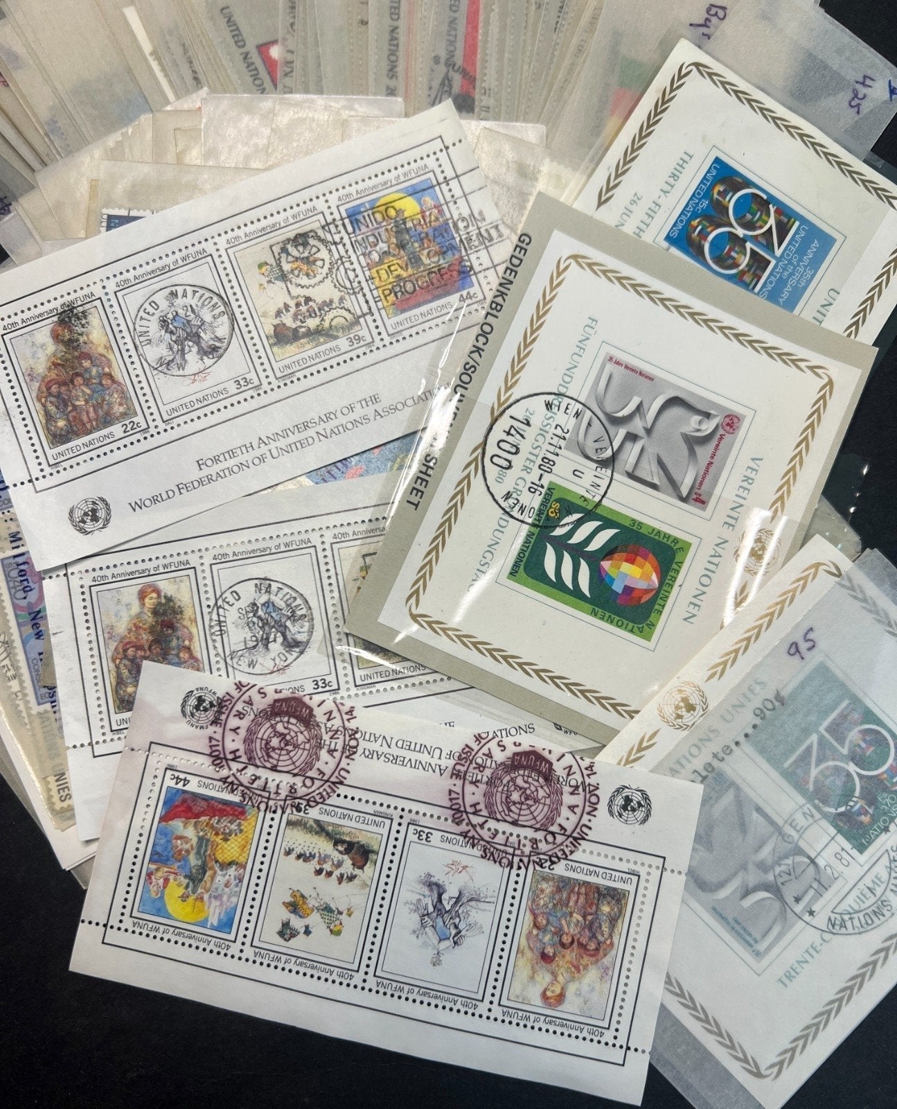 United Nations Stamp Collection in Glassines Over 200 Used ZAYIX