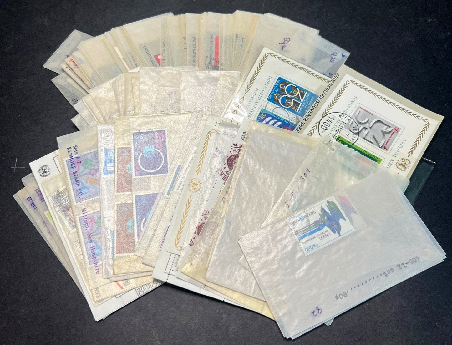 United Nations Stamp Collection in Glassines Over 200 Used ZAYIX