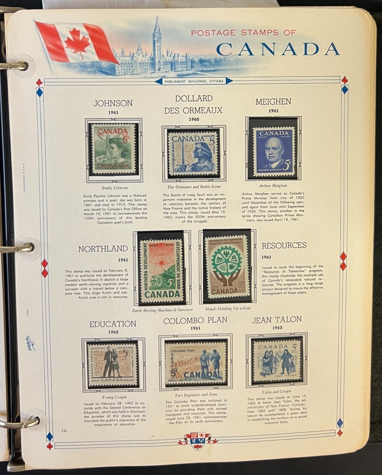 Canada Stamp Collection Album White Ace Pages Mint MNH 1957-1972  ZAYIX
