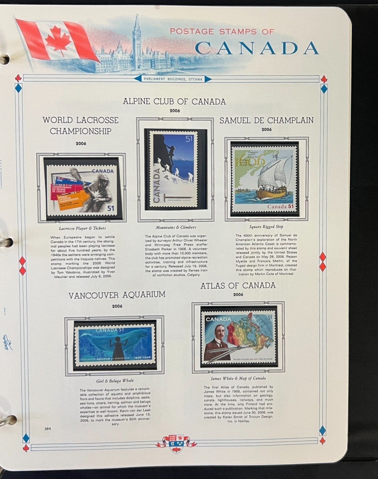 Canada Stamp Collection Album White Ace Pages Mint MNH 2005-2007 ZAYIX