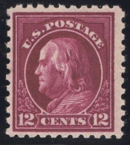 US 435a MNH FVF PSAG Cert - 1915 12c Copper Red Franklin Perf 10 SL Wmk ZAYIX