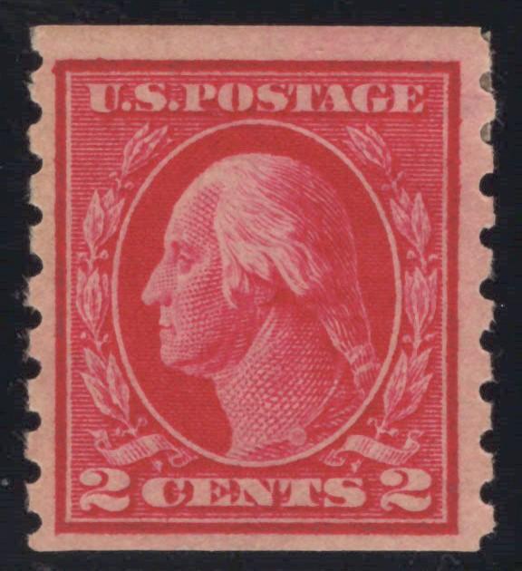 US 413 MH FVF PSAG Cert 1912 2c Carmine P 8.5 coil, SL Wmk ZAYIX