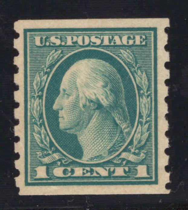 US 412 MH XF Grade 90 PSAG 1912 1c green Washington P 8.5 coil SL Wmk ZAYIX