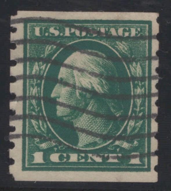 US 412 Used FVF 1912 1c green Washington Perf 8.5 coil SL Wmk ZAYIX