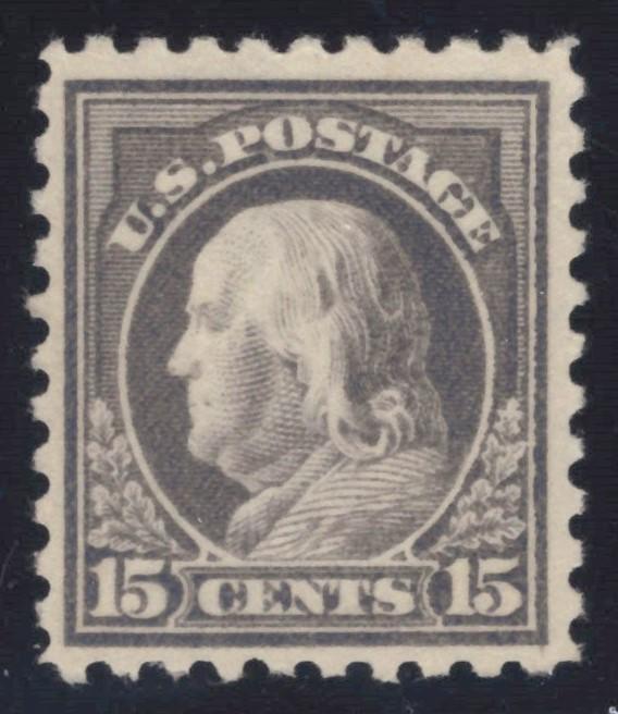 US 437 MNH VF PSAG Cert 1915 15c Gray Franklin Perf 10 SL Wmk ZAYIX