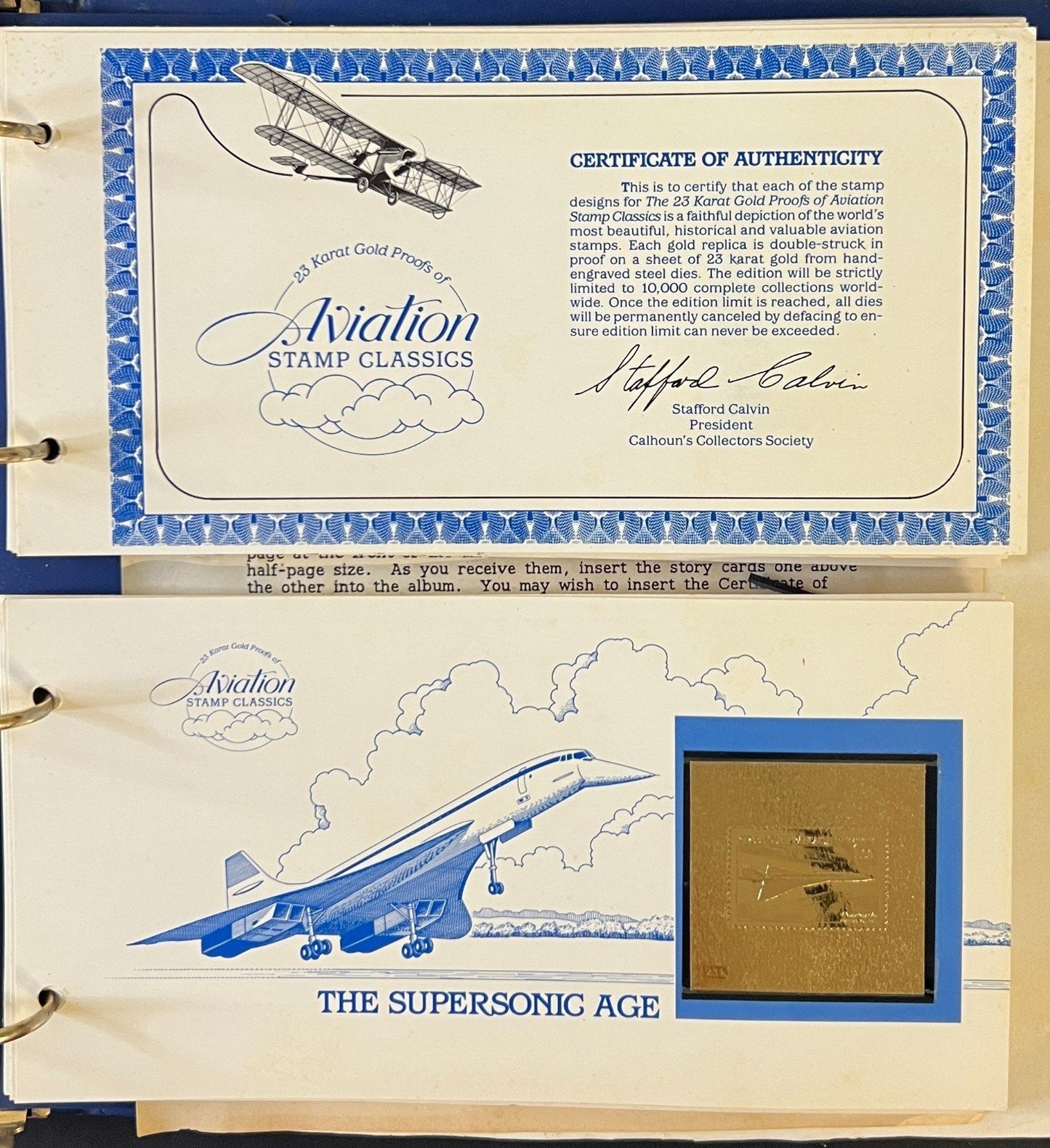 Aviation Stamp Classics Collection Album 23 Karat Gold Proofs MNH ZAYIX
