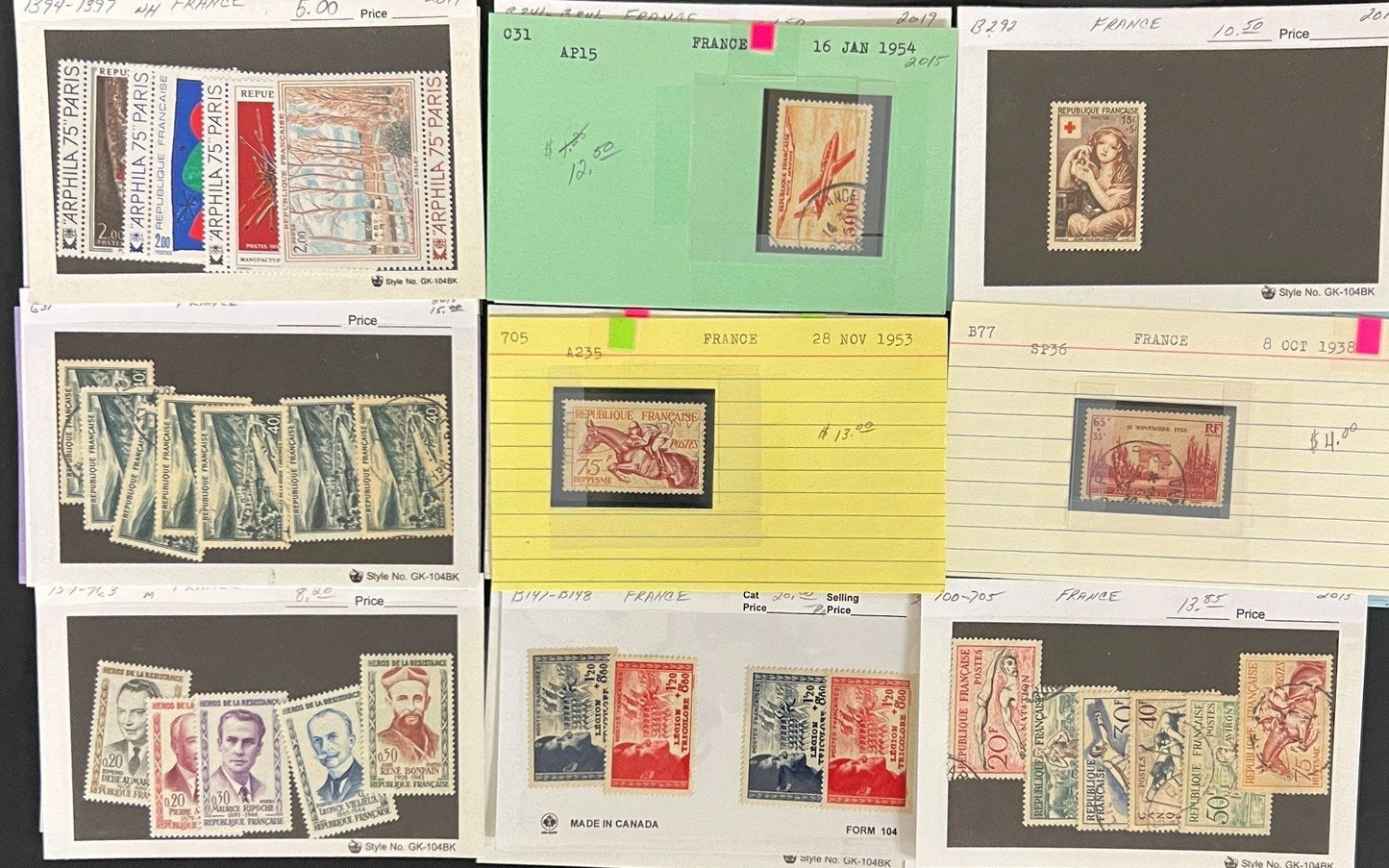 France & French Colonies Stamp Collection Dealer Cards Mint & Used ZAYIX