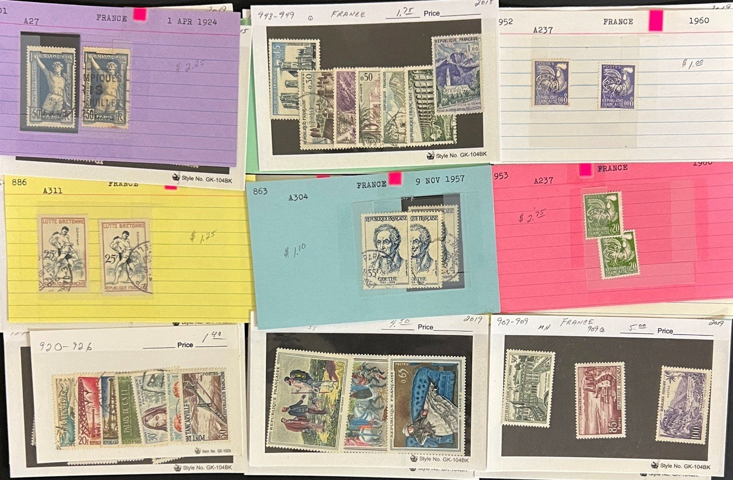 France & French Colonies Stamp Collection Dealer Cards Mint & Used ZAYIX