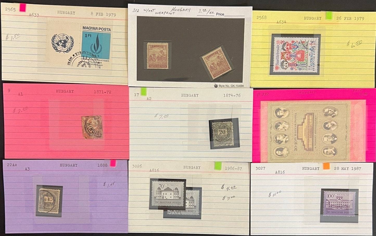 Hungary Stamp Collection Dealer Cards Mint & Used Thousands of Stamps ZAYIX