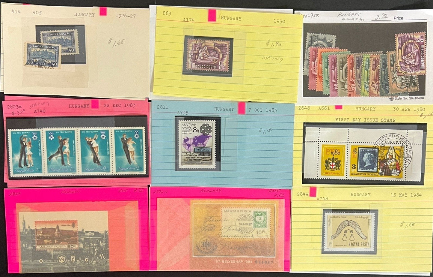 Hungary Stamp Collection Dealer Cards Mint & Used Thousands of Stamps ZAYIX