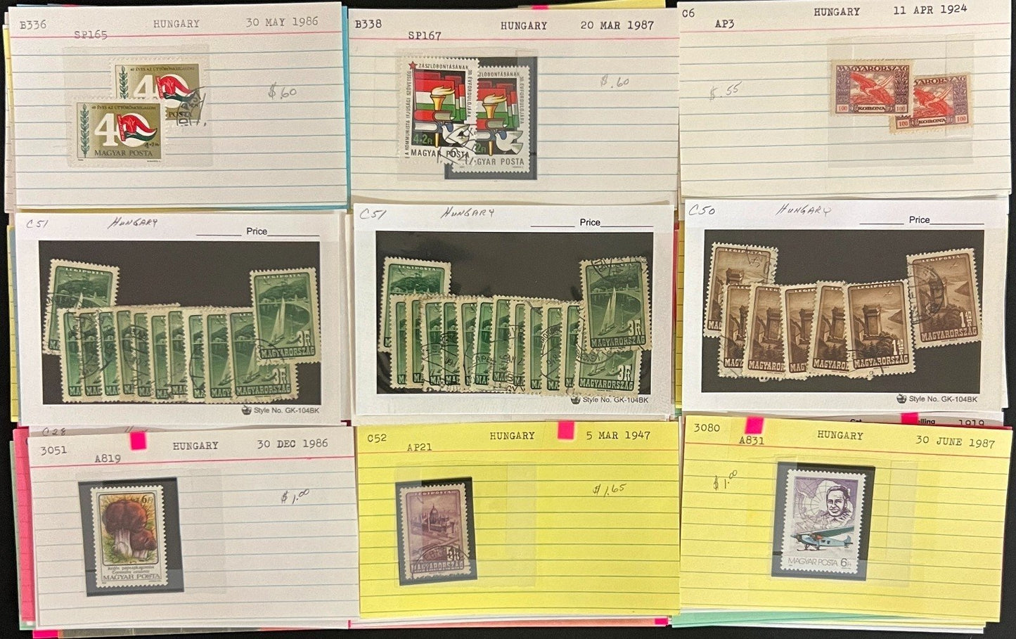 Hungary Stamp Collection Dealer Cards Mint & Used Thousands of Stamps ZAYIX