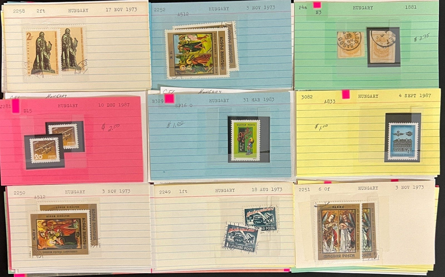Hungary Stamp Collection Dealer Cards Mint & Used Thousands of Stamps ZAYIX