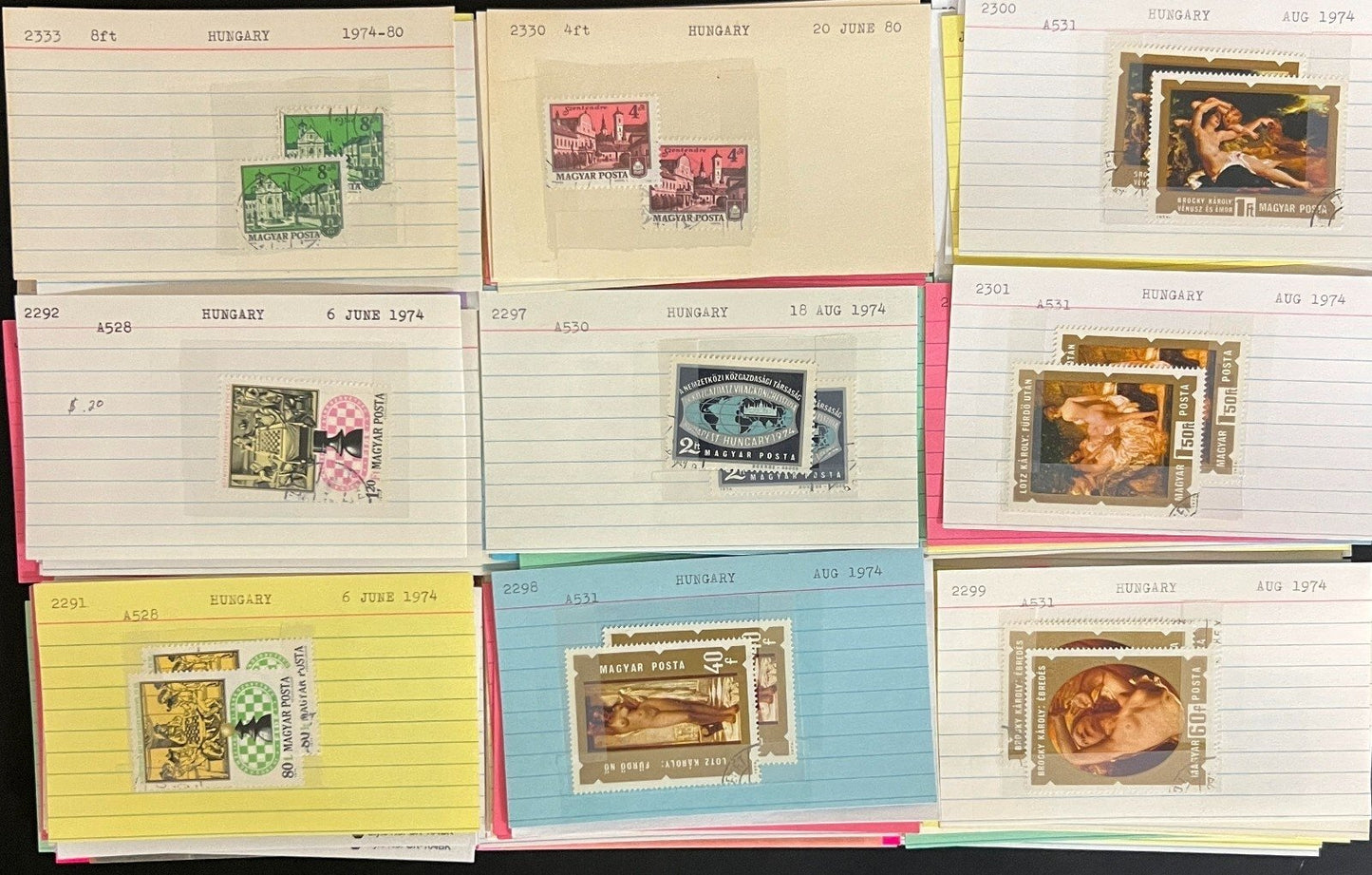 Hungary Stamp Collection Dealer Cards Mint & Used Thousands of Stamps ZAYIX