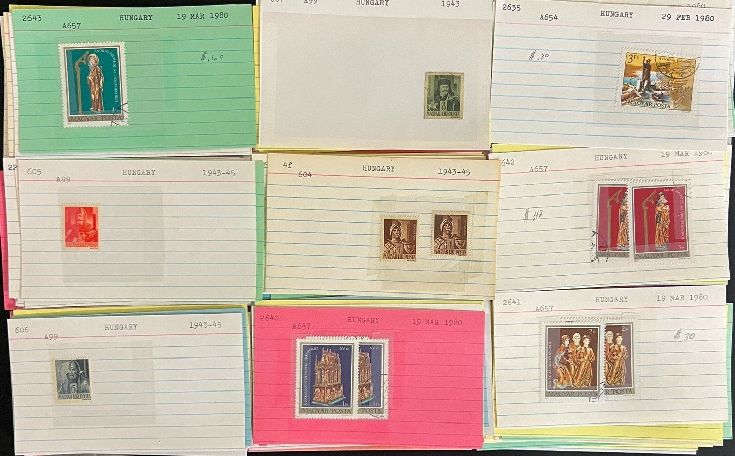 Hungary Stamp Collection Dealer Cards Mint & Used Thousands of Stamps ZAYIX