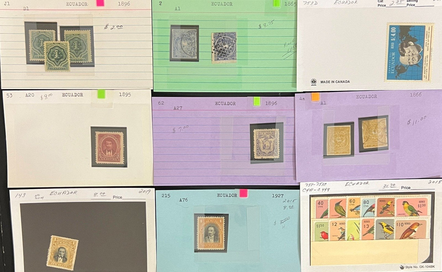 Brazil Ecuador Chile Venezuela Stamp Collection Dealer Cards Mint & Used ZAYIX