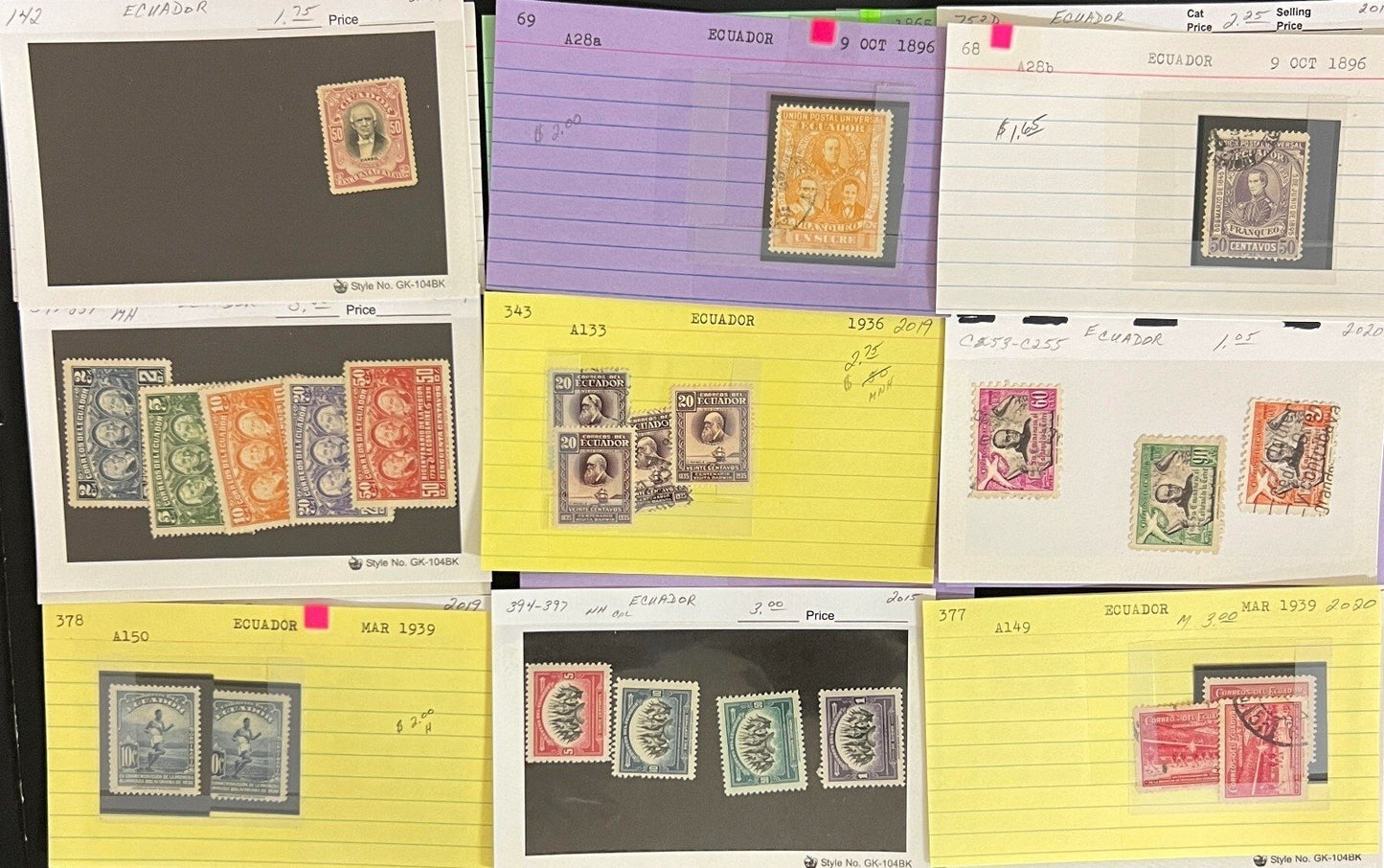 Brazil Ecuador Chile Venezuela Stamp Collection Dealer Cards Mint & Used ZAYIX