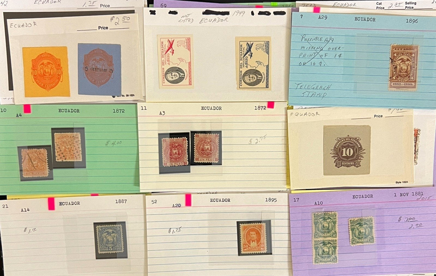 Brazil Ecuador Chile Venezuela Stamp Collection Dealer Cards Mint & Used ZAYIX