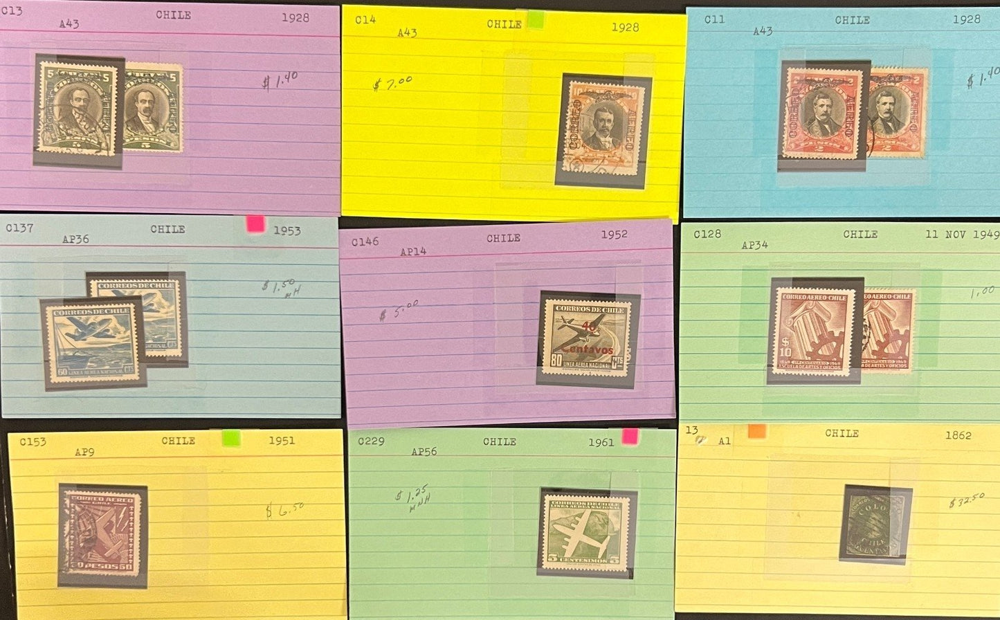 Brazil Ecuador Chile Venezuela Stamp Collection Dealer Cards Mint & Used ZAYIX