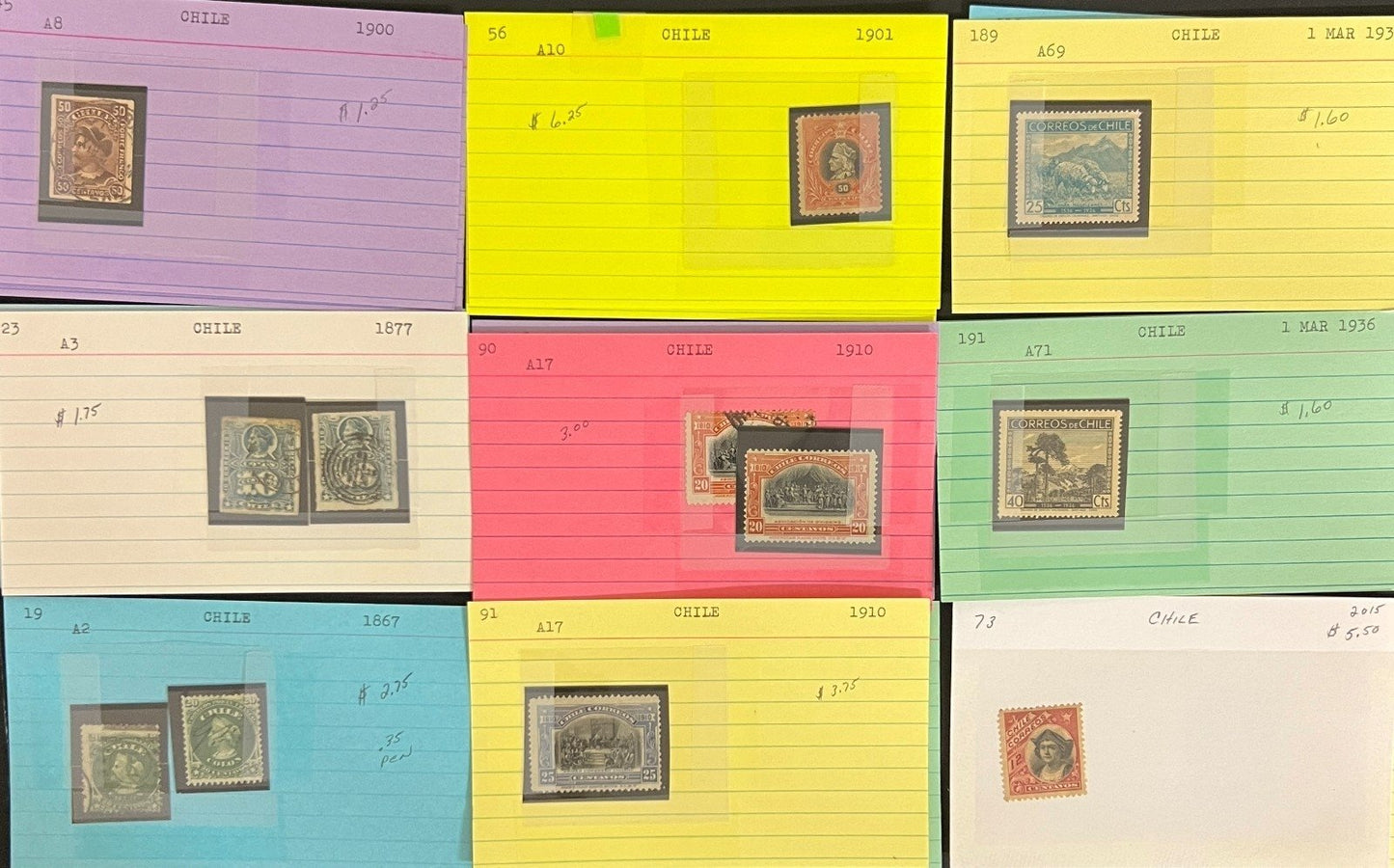 Brazil Ecuador Chile Venezuela Stamp Collection Dealer Cards Mint & Used ZAYIX