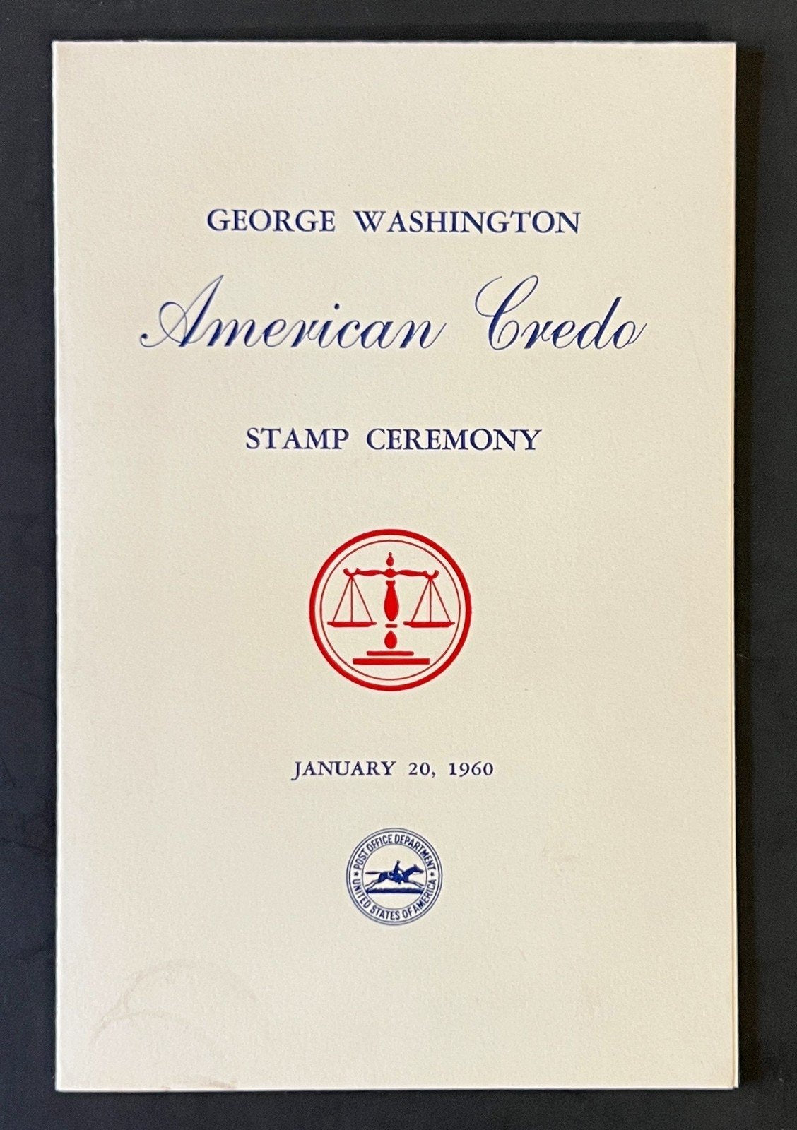 American Credo FDC Ceremony Program Collection 1960 ZAYIX