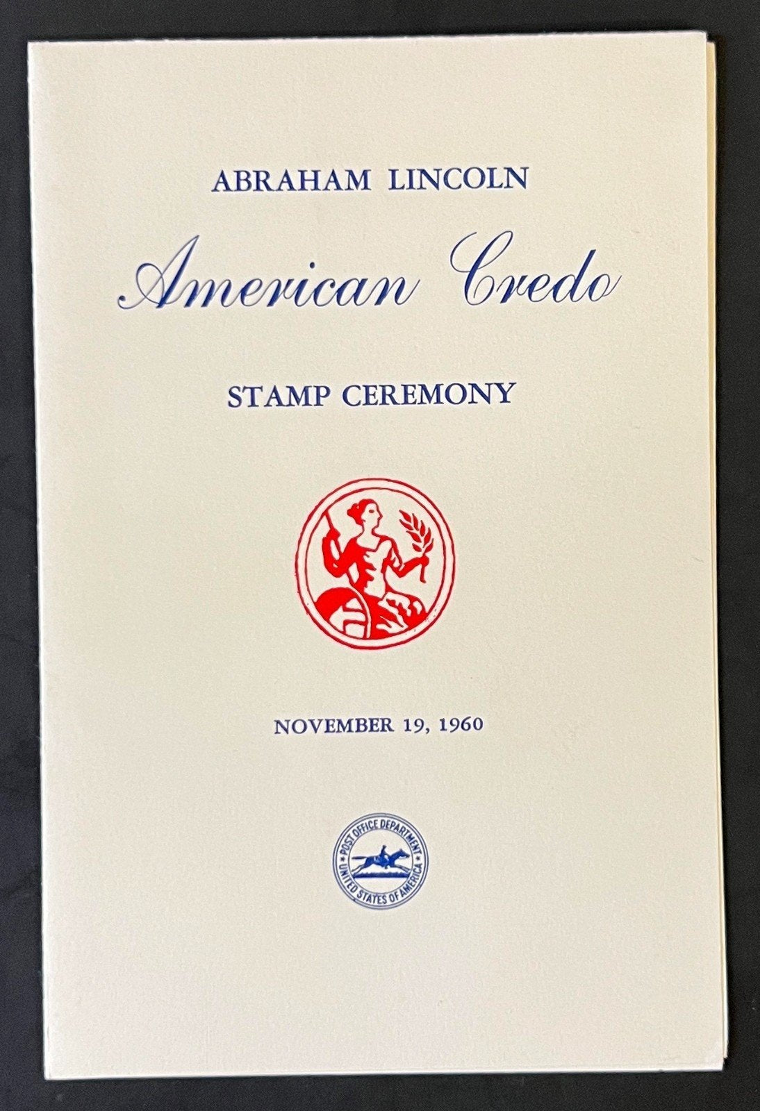 American Credo FDC Ceremony Program Collection 1960 ZAYIX