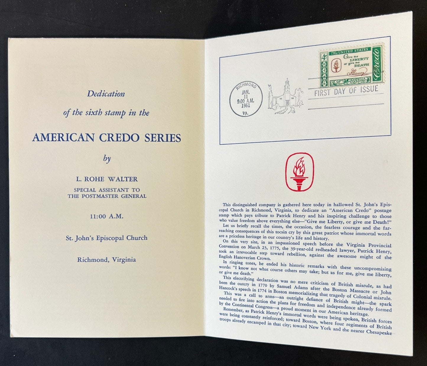 American Credo FDC Ceremony Program Collection 1960 ZAYIX