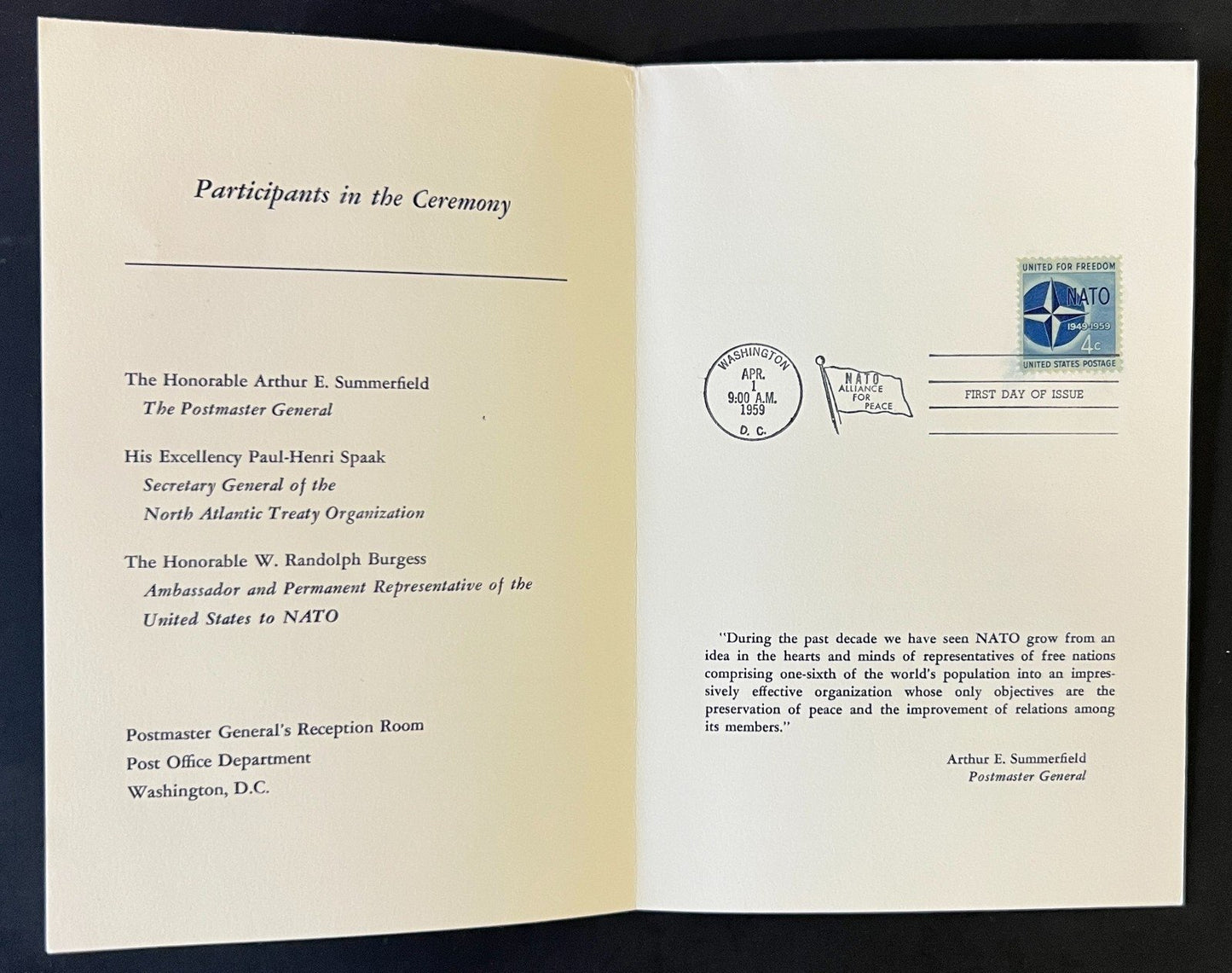 American Credo FDC Ceremony Program Collection 1960 ZAYIX