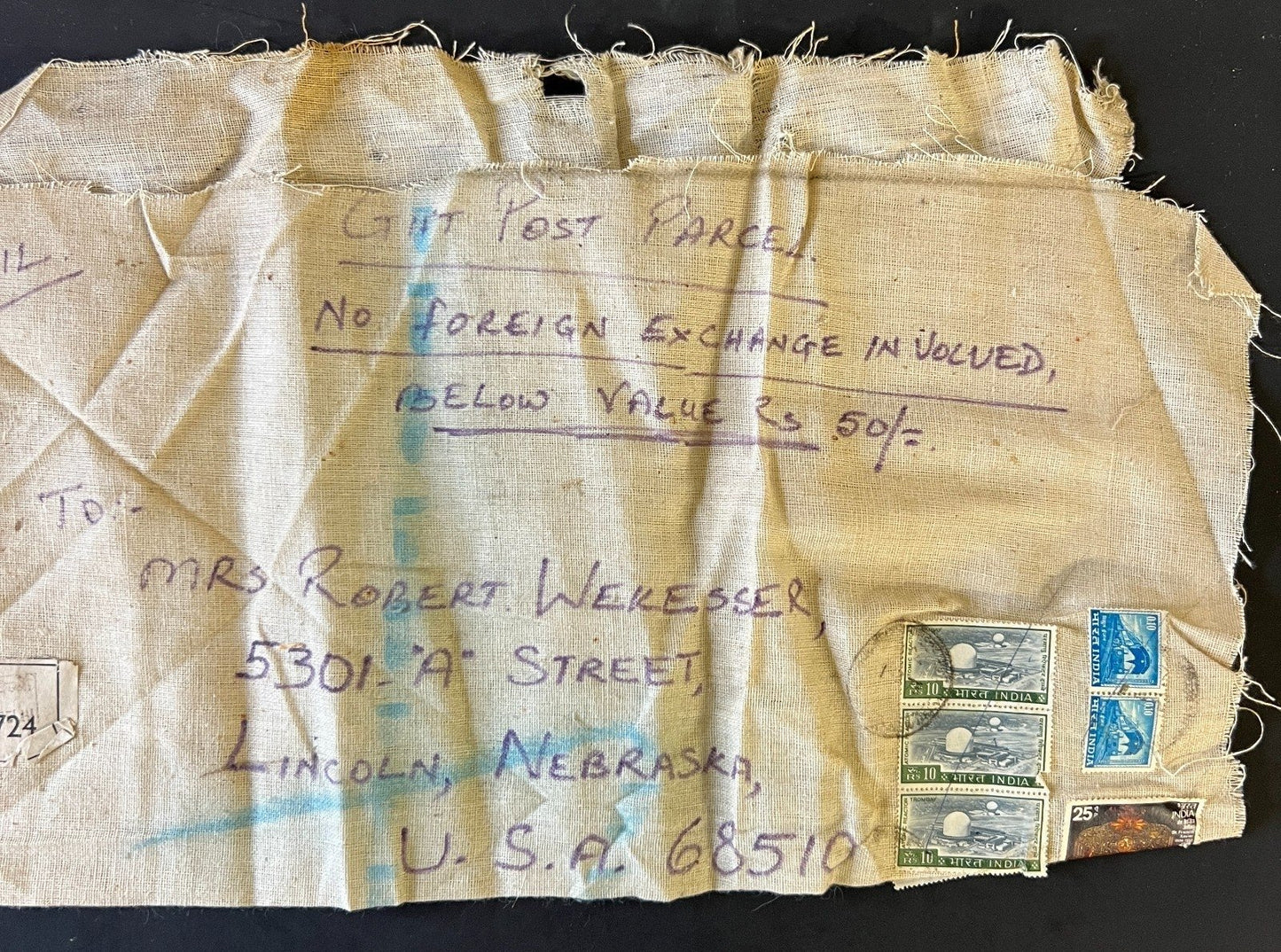 Bhutan & India Cloth Mailing Wrappers Collection Sea Mail & Air Mail ZAYIX