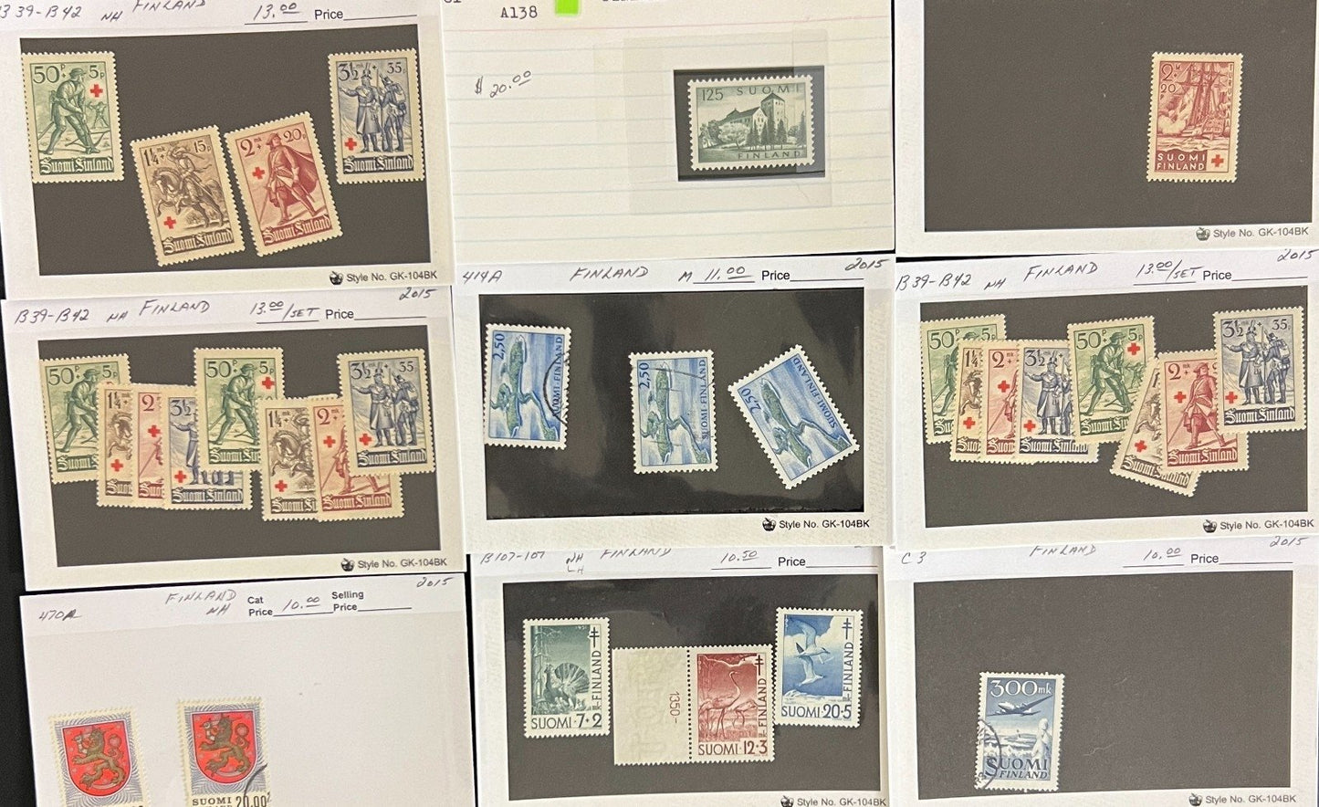 Finland Sweden Switzerland Stamp Collection Dealer Cards Mint & Used ZAYIX