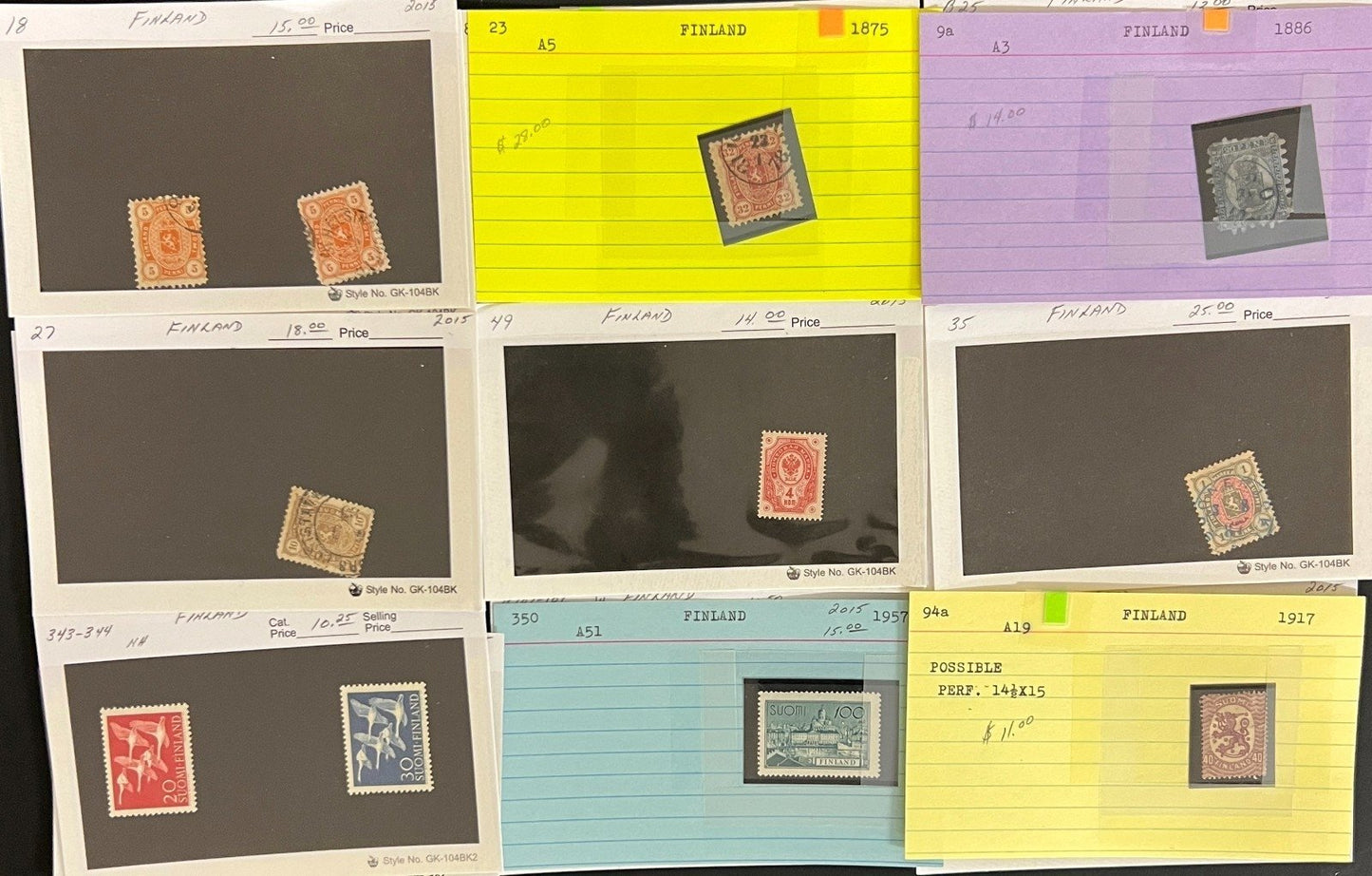 Finland Sweden Switzerland Stamp Collection Dealer Cards Mint & Used ZAYIX