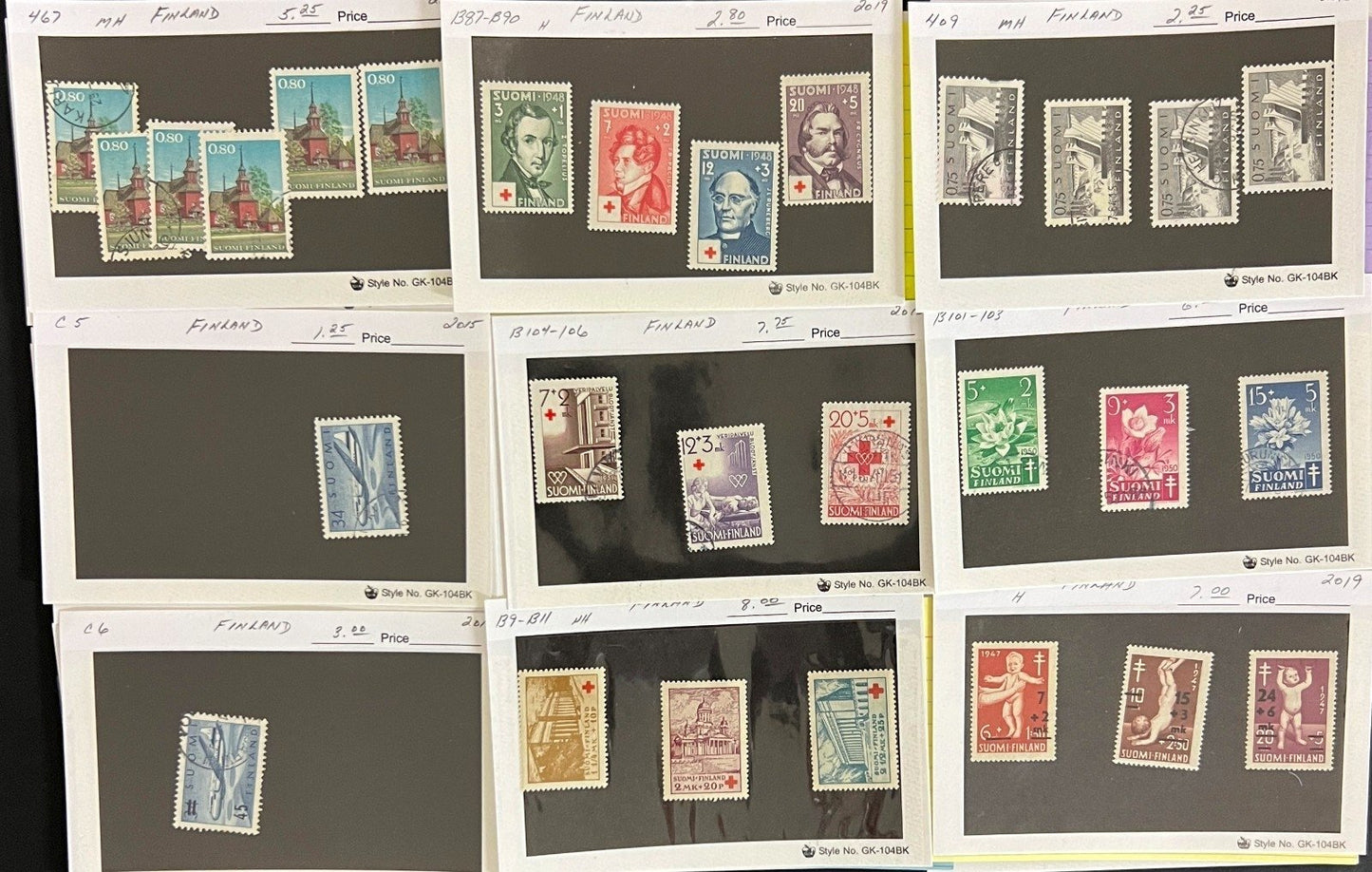 Finland Sweden Switzerland Stamp Collection Dealer Cards Mint & Used ZAYIX