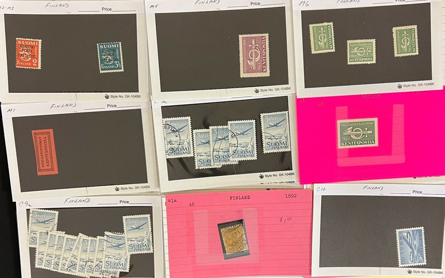 Finland Sweden Switzerland Stamp Collection Dealer Cards Mint & Used ZAYIX