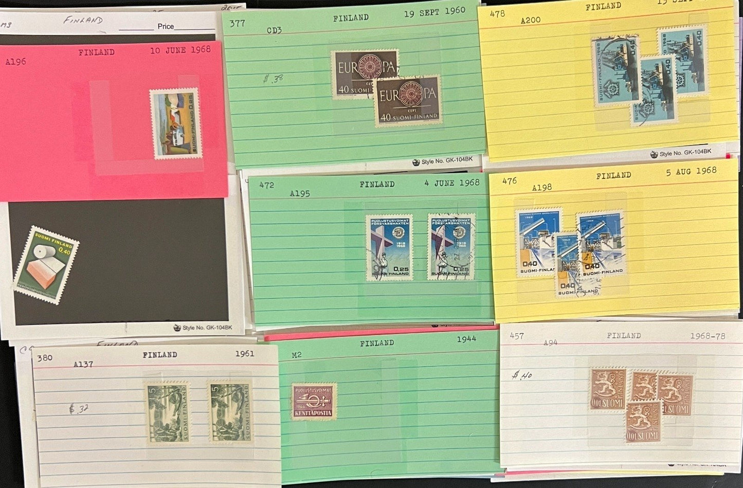 Finland Sweden Switzerland Stamp Collection Dealer Cards Mint & Used ZAYIX
